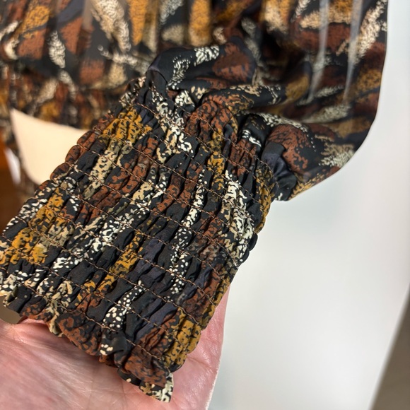 Vintage 80’s Sheer Silky Stripe See-through‎ Abstract Art Print Blouse - Picture 5 of 13